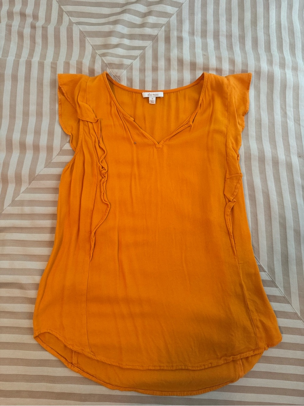 Ella Moss Orange Ruffle Cap-Sleeve V-Neck Blouse